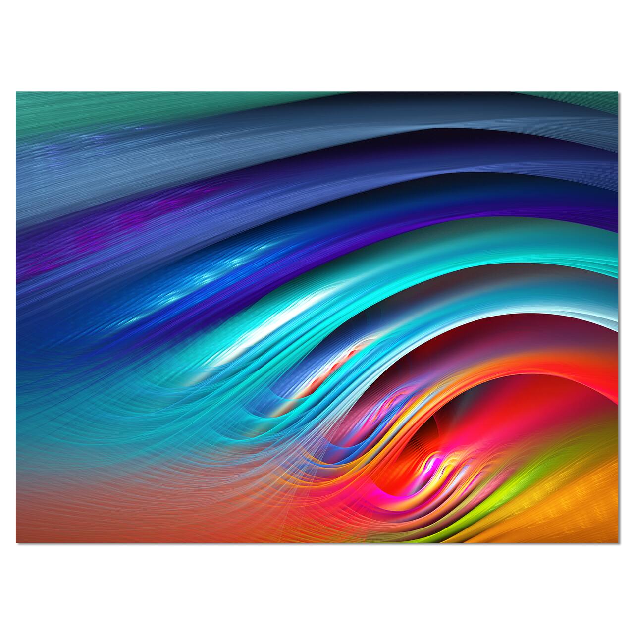 Designart - Beautiful Fractal Rainbow Waves - Floral Canvas Art Print